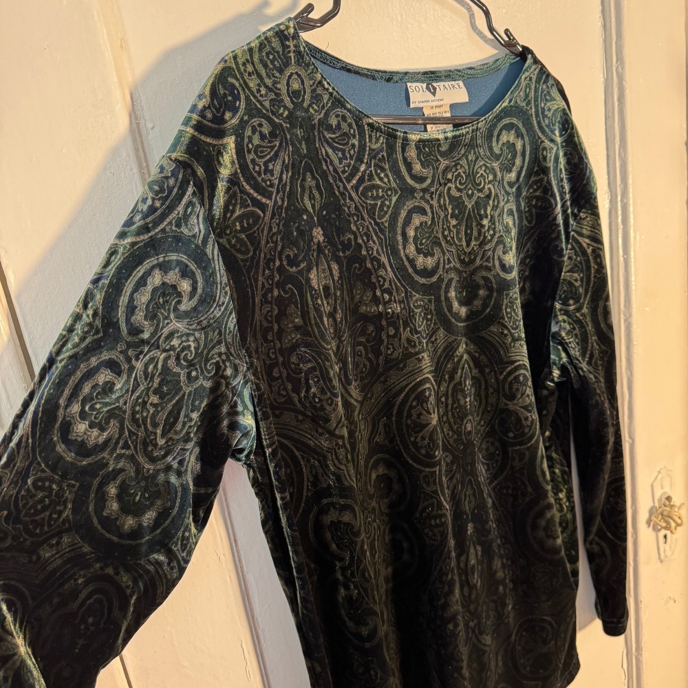 Boho Olive Green Paisley Velvet Dress Witchy Whimsigoth forest Fairy Grunge L